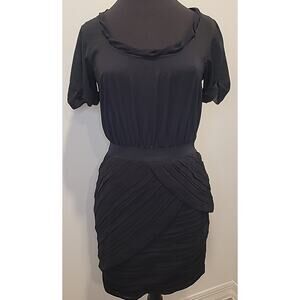 DVF Diane von Furstenberg Black Celia Dress Sz 6 Twist Pleated Chiffon GUC